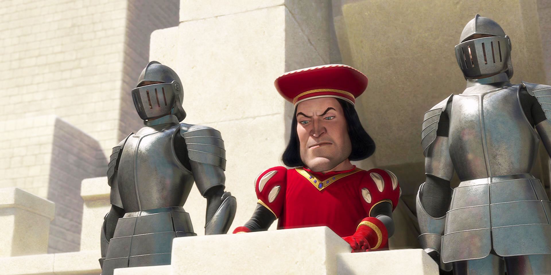 Shrek Lord Farquaad olhando para baixo com nojo