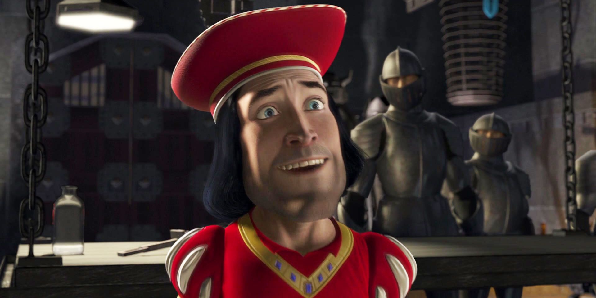 Lord Farquaad looking happy in Shrek