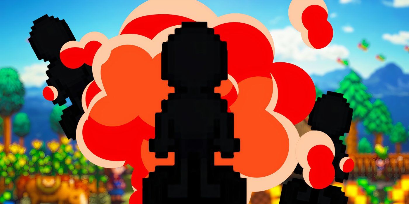 Silhouettes of the haunted mannequins on a stardew background.