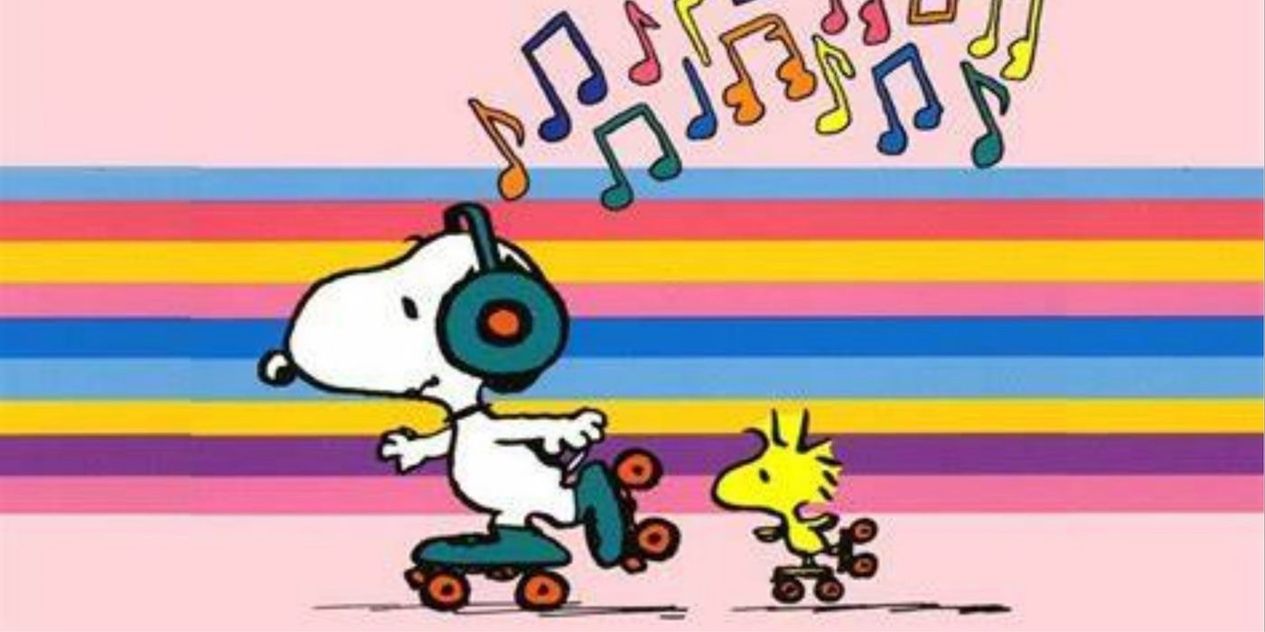 Snoopy and Woodstock rollerskating