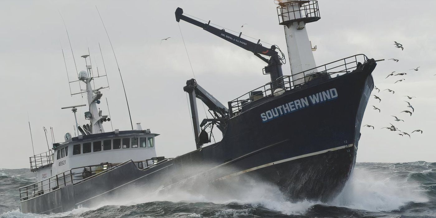 Southern Wind crashing through waves in Deadliest Catch.