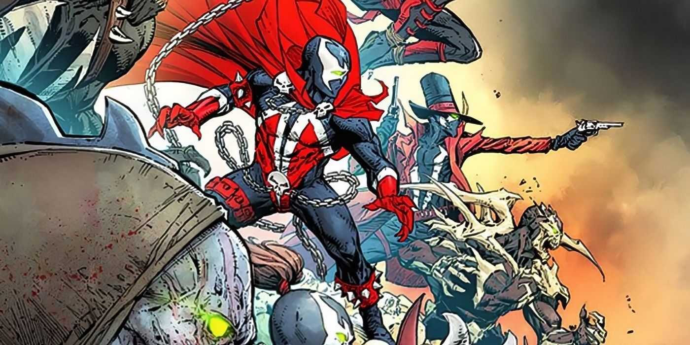 Spawn and an army of his variants from across the Spawn comic series.