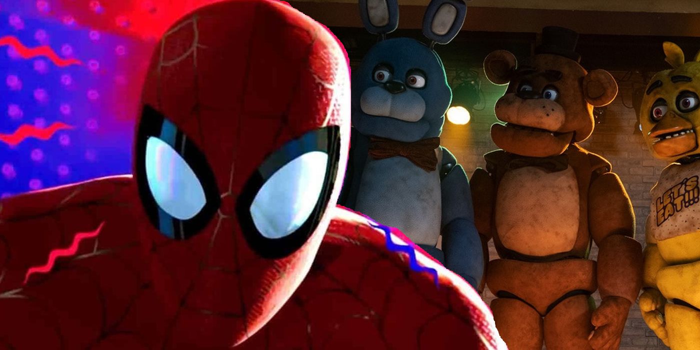 Spider-Man and the animatronics from Five Nights at Freddy's