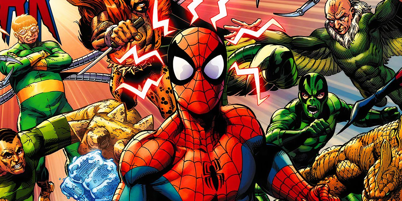 Spider-Man being attacked by the Sinister Six in Marvel Comics