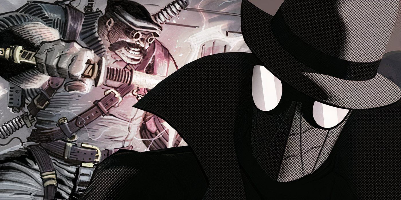 Spider-Man Noir from Into the Spider-Verse and Electro from a Marvel Noir comic