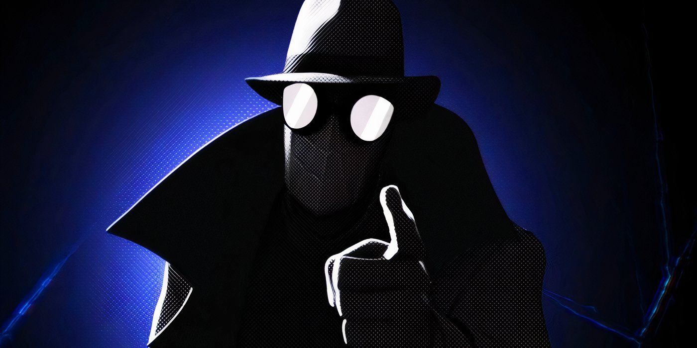 Spider-Man Noir pointing at the camera in Spider-Man Into the Spider-Verse