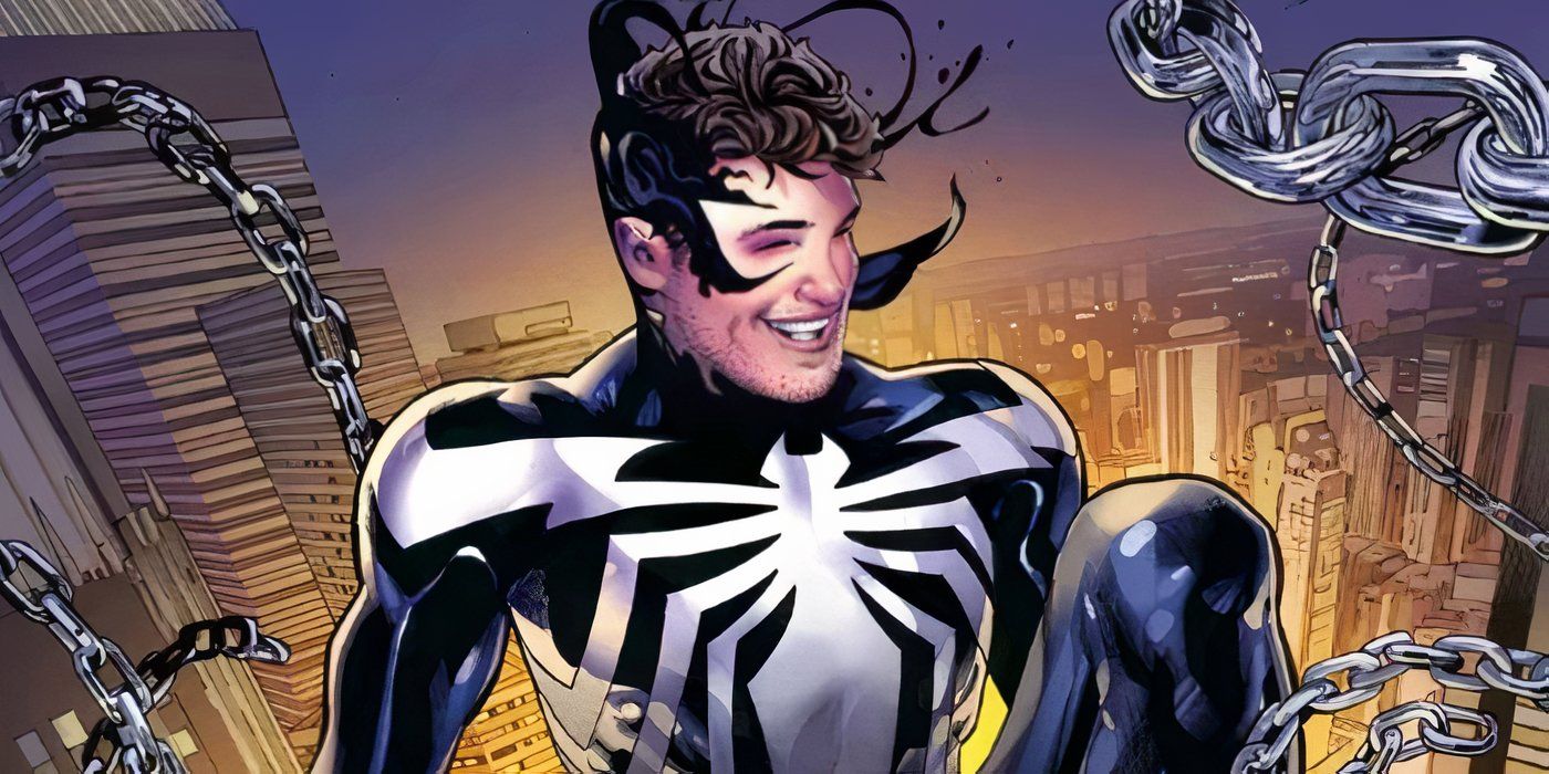 Spider-Man Venom War #1 featuring Peter Parker in black symbiote suit costume (Feature Image)