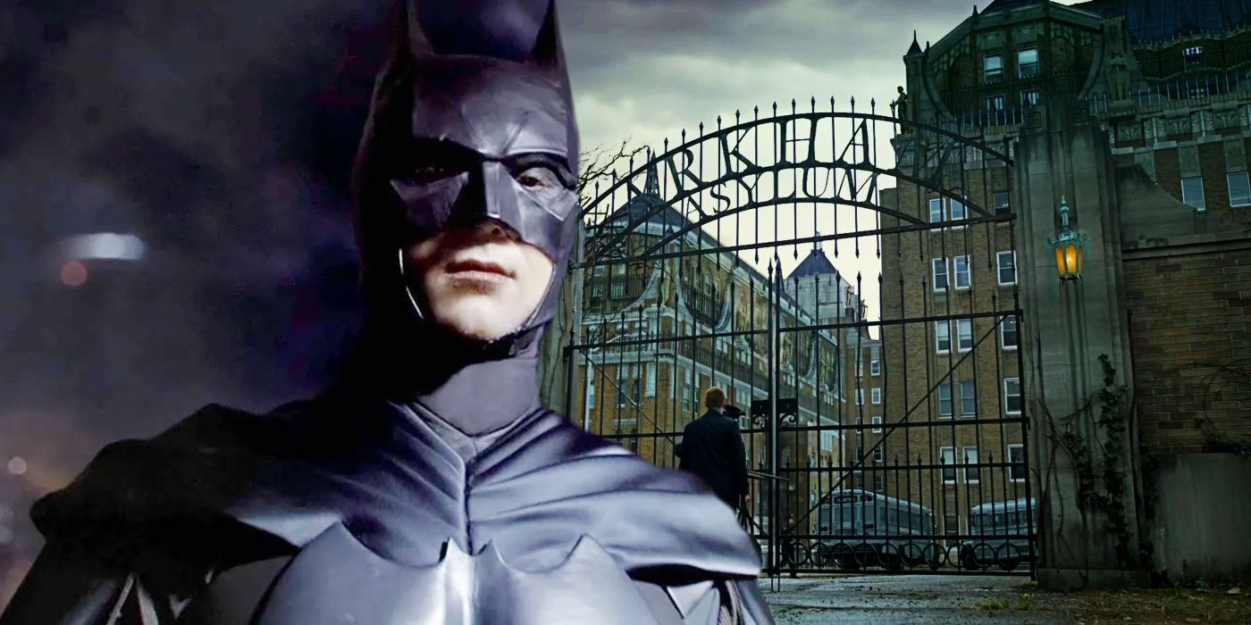 Split image of Gotham Batman and Gotham's Arkham Asylum