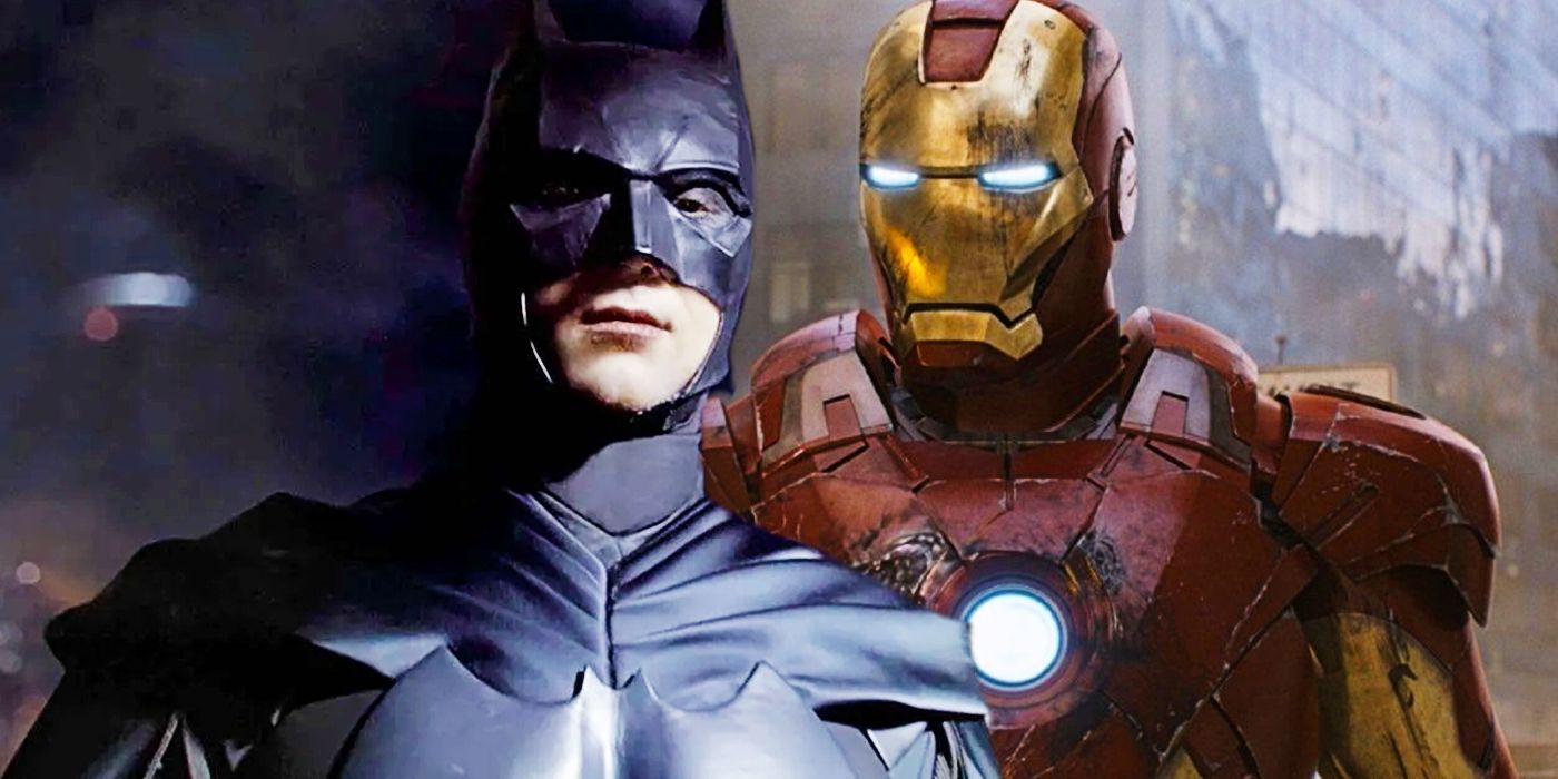 Split image of Gotham's Batman and MCU's Iron Man