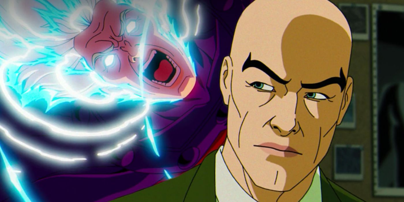 Split image of Magneto screaming and Professor X from X-Men '97