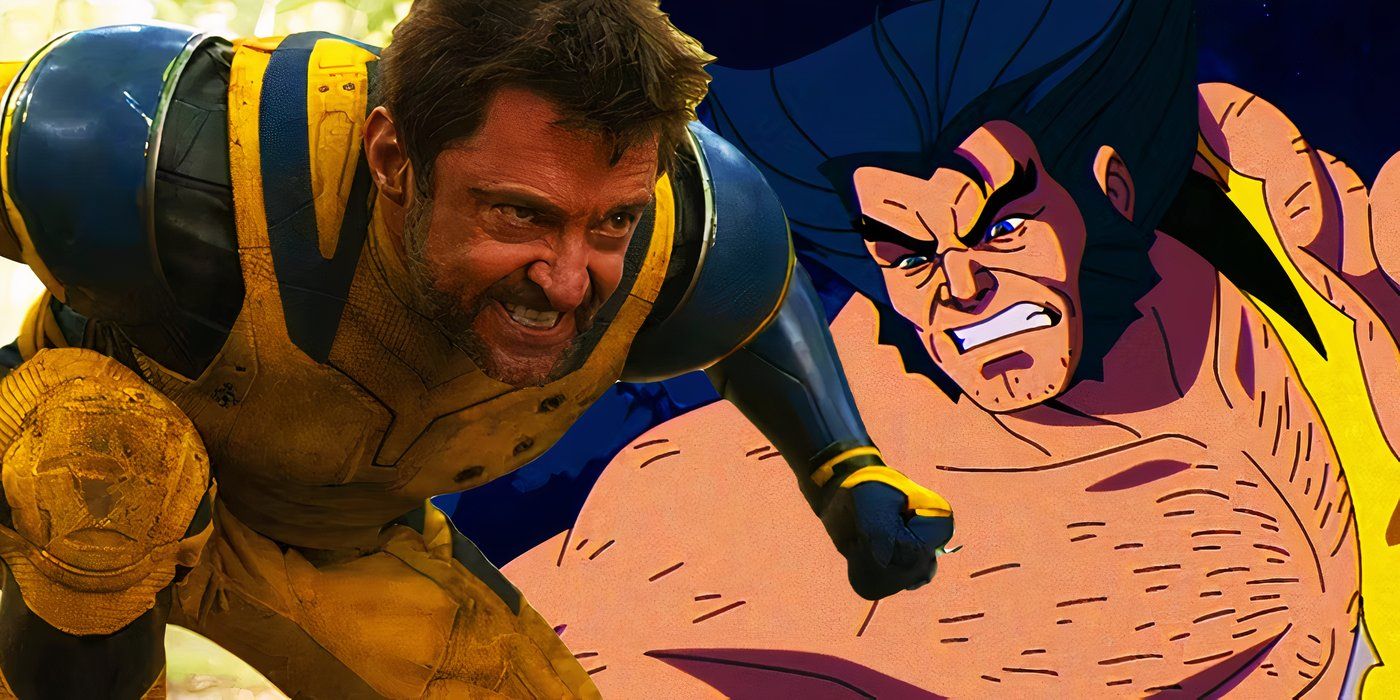 Split image of wolverine from Deadpool and Wolverine and X-Men '97 both snarling 