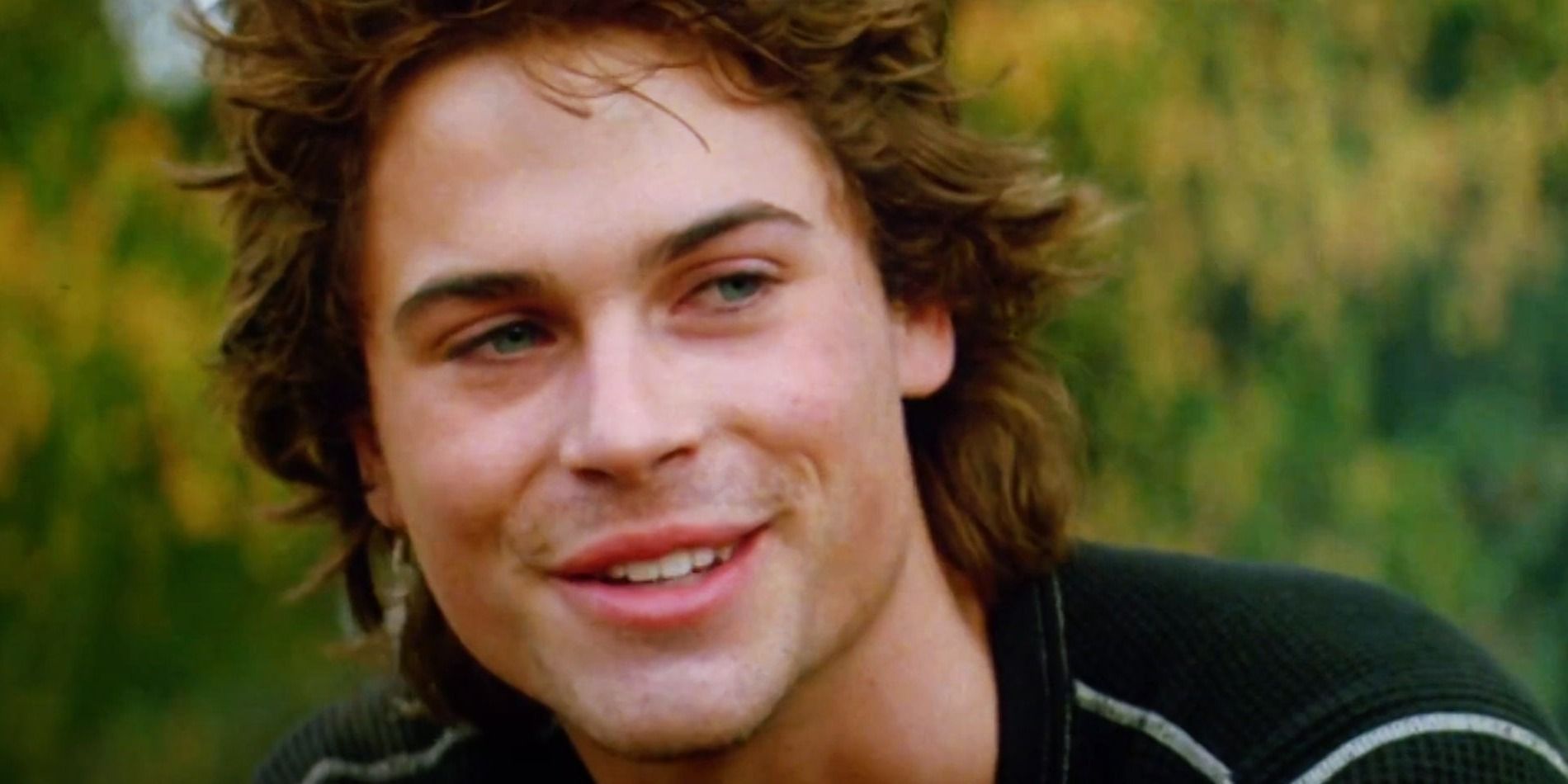 A Closeup of Rob Lowe as Billy with a smug grin in St. Elmo's Fire