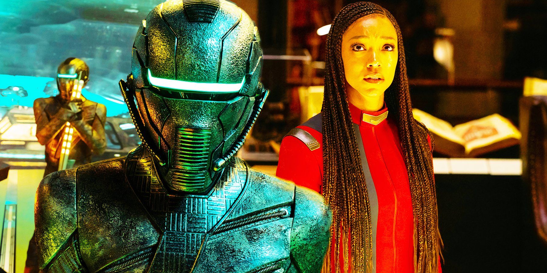 A Breen soldier and Captain Michael Burnham from Star Trek: Discovery season 5, episode 8, 
