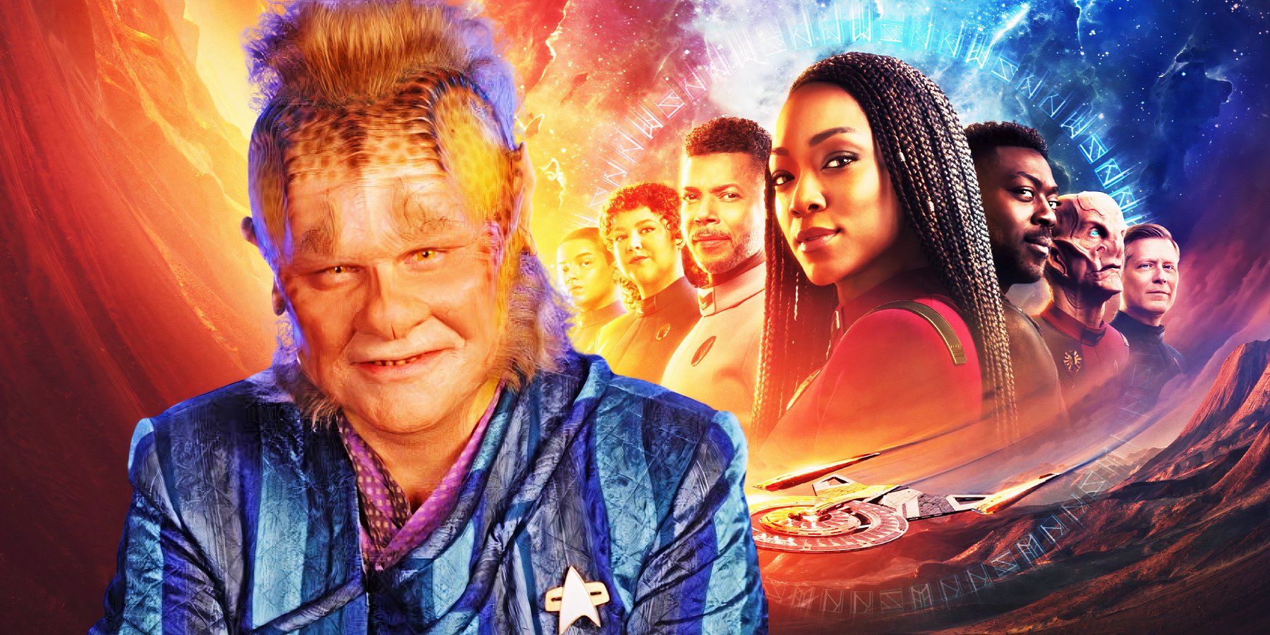 Neelix and the cast of Star Trek: Discovery
