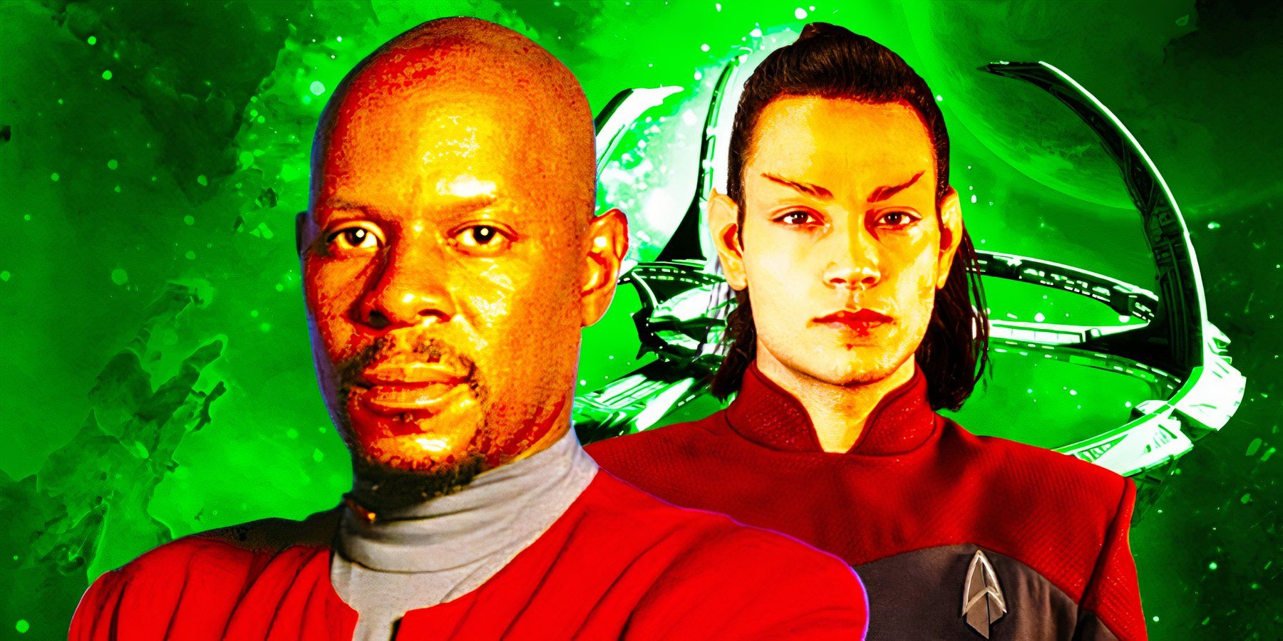 Avery Brooks as Captain Sisko and Evan Evagora as Elnor from Star Trek