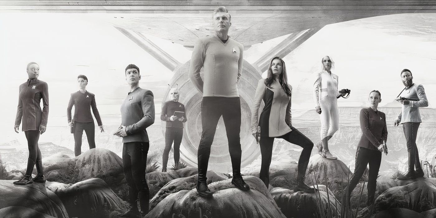 Star Trek Strange New Worlds Cast in black and white
