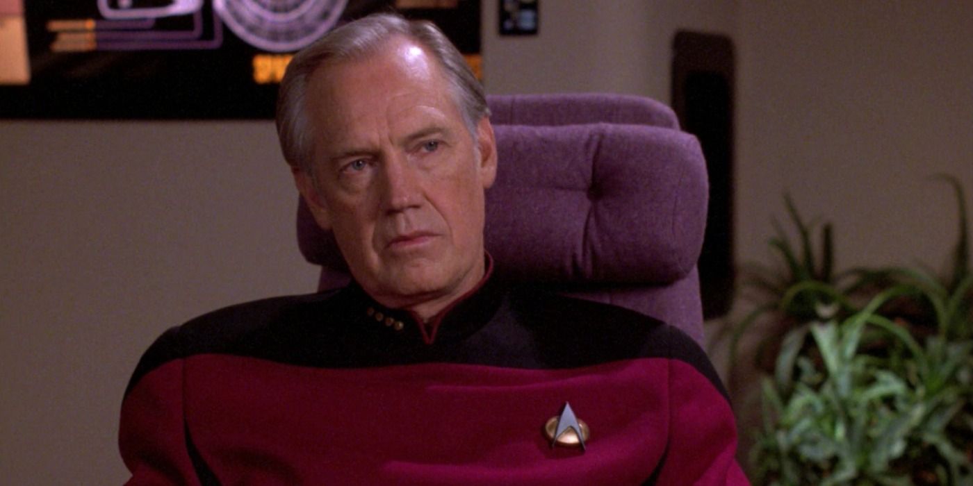 Captain Jellico sitting in a chair on the Enterprise