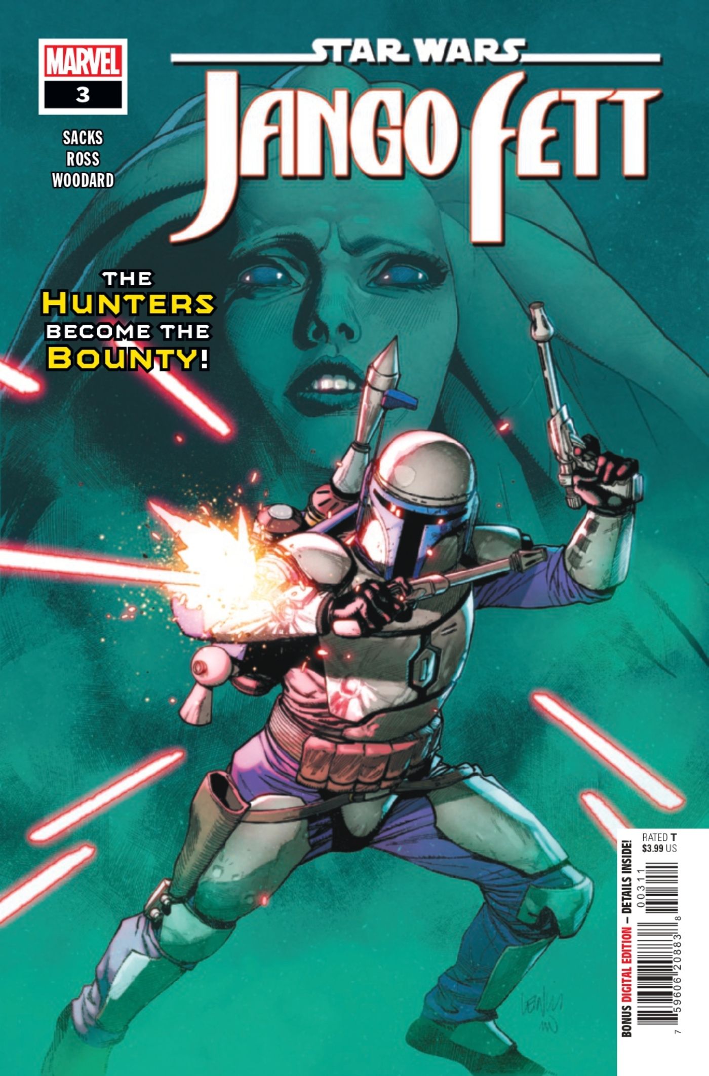 Capa de Star Wars: Jango Fett #3 com Jango Fett atirando seu blaster.