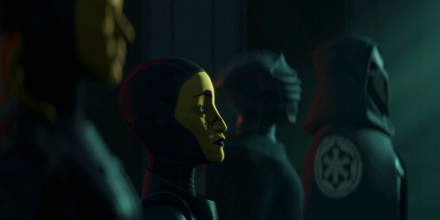 Barriss Offee receiving the appointment as an Inquisitor of the Empire in Star Wars: Tales of the Empire season 1