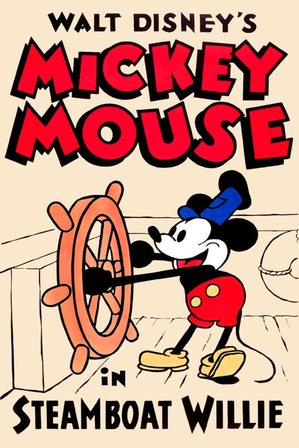 Steamboat Willie (1928) - Poster - Mickey mouse in a ship
