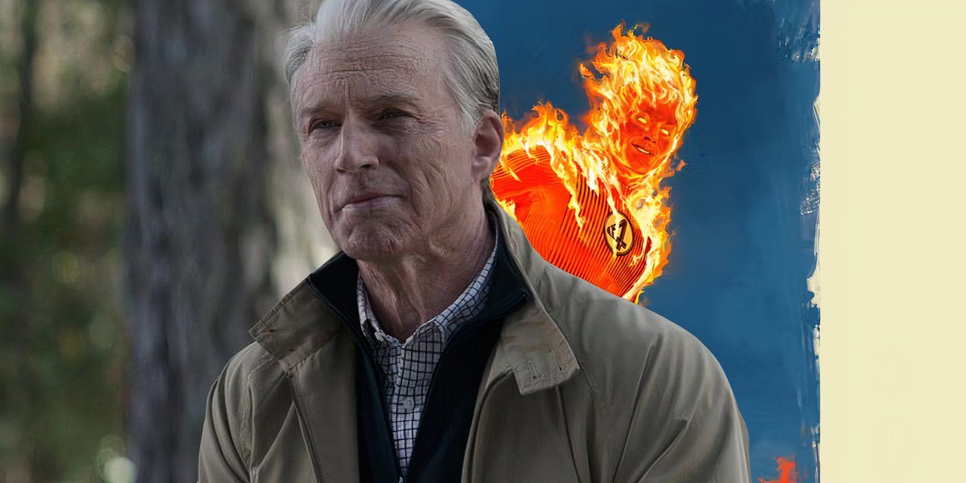 Old Steve Rogers in Avengers Endgame in front of Joseph Quinn Human Torch in The Fantastic Four 2025