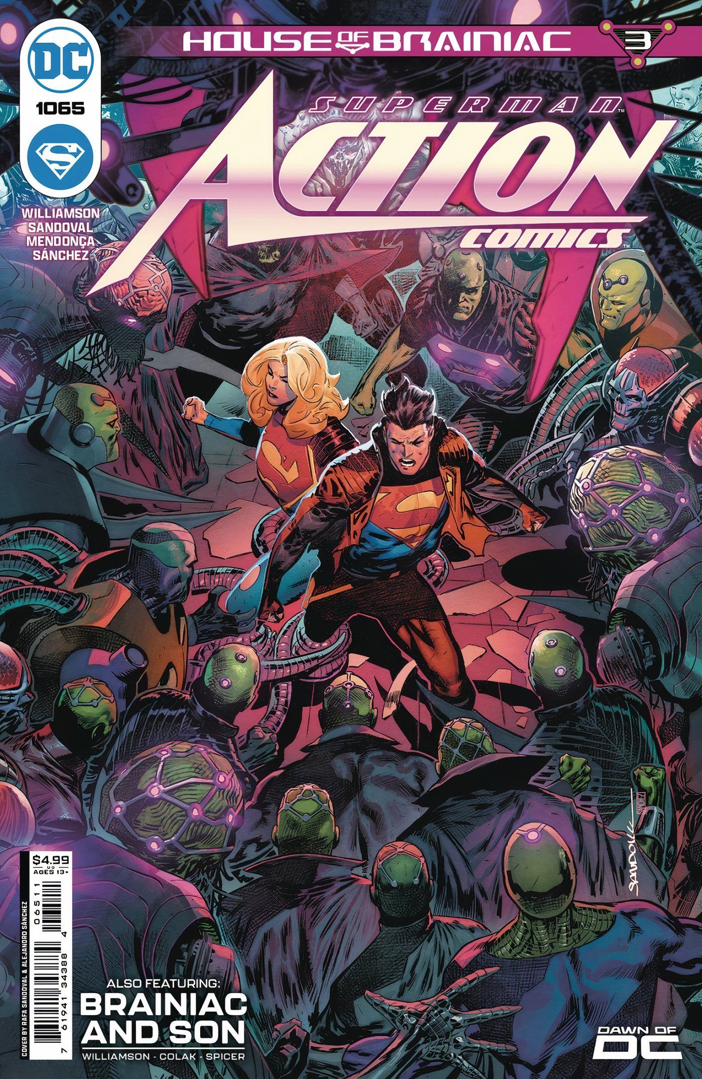 Supergirl e Superboy vs Brainiacs Action Comics 1065 Capa