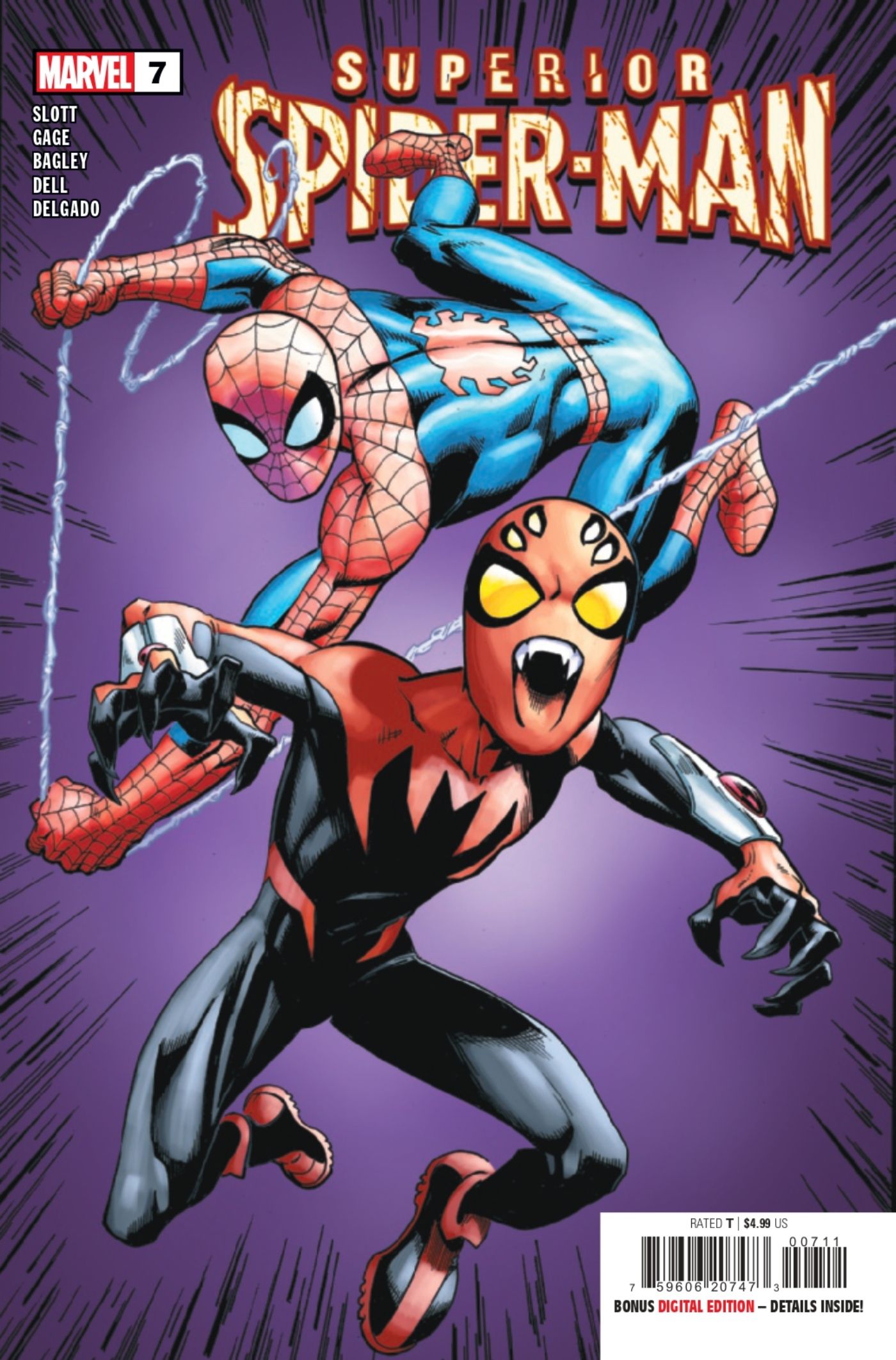 Capa superior do Homem-Aranha #7 apresentando o Homem-Aranha e o Menino-Aranha.