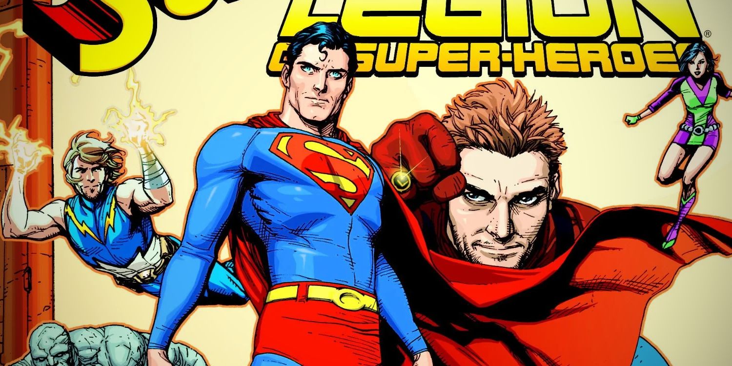 Arte da capa em quadrinhos de Superman e Legião de Super-Heróis por Gary Frank