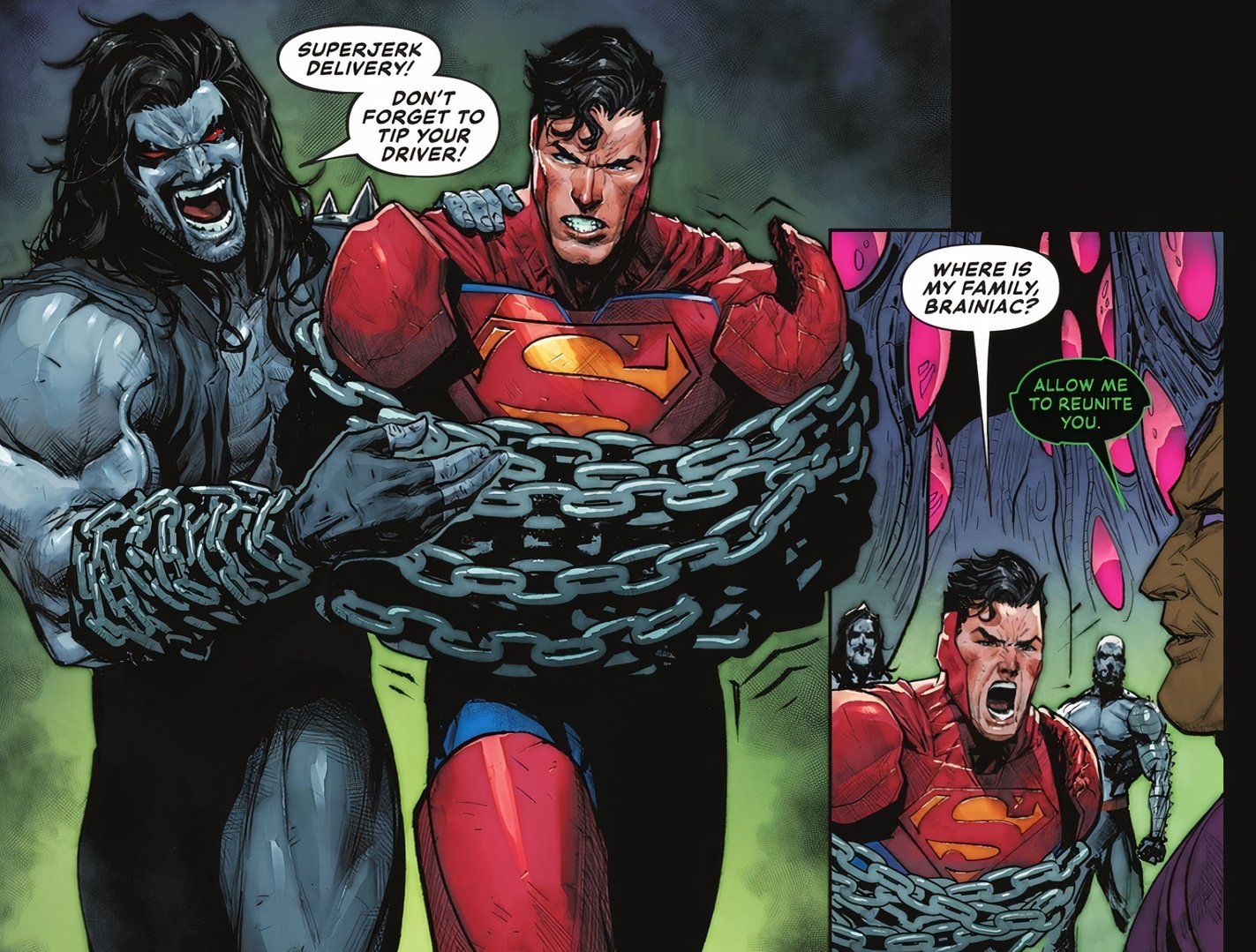 Superman preso por correntes e entregue por Lobo DC