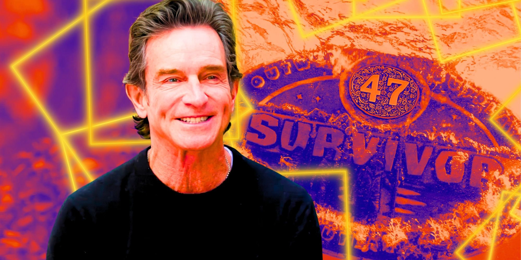 Jeff Probst com logotipo do Survivor 47