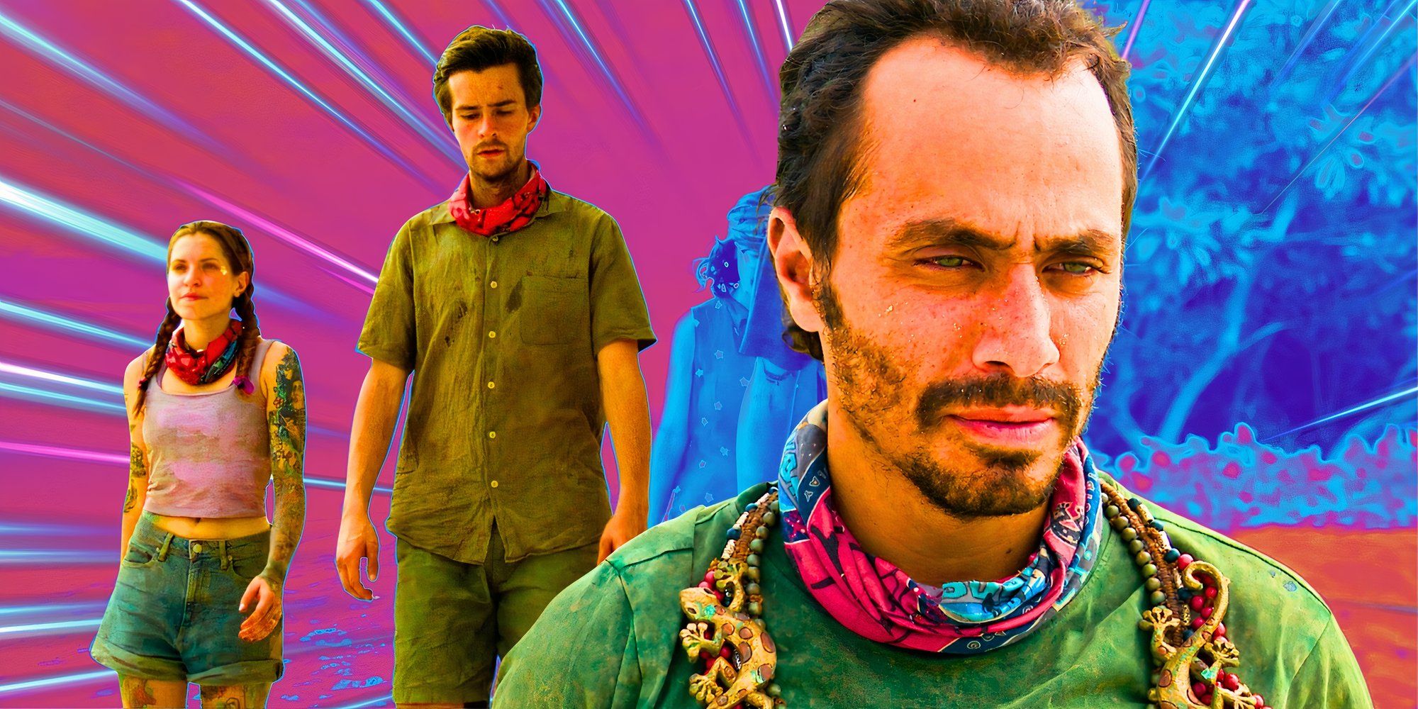 Survivor&rsquo;s Ben Katzman looks serious, with Kenzie Petty and Charlie Davis standing behind him.