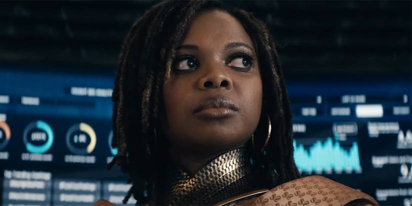 Susan Heyward as Sister Sage looking intently at something in The Boys season 4