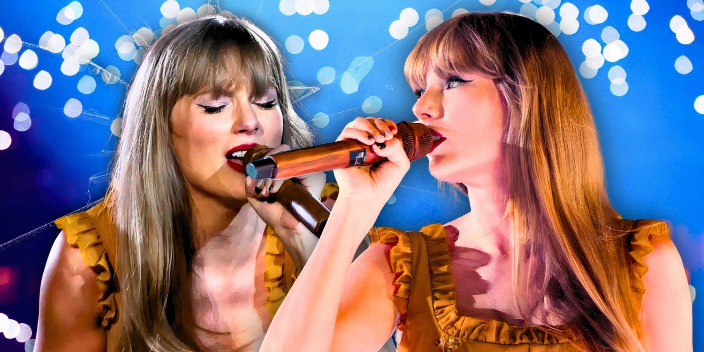 Taylor Swift performs during the Evermore era in The Eras Tour movie.