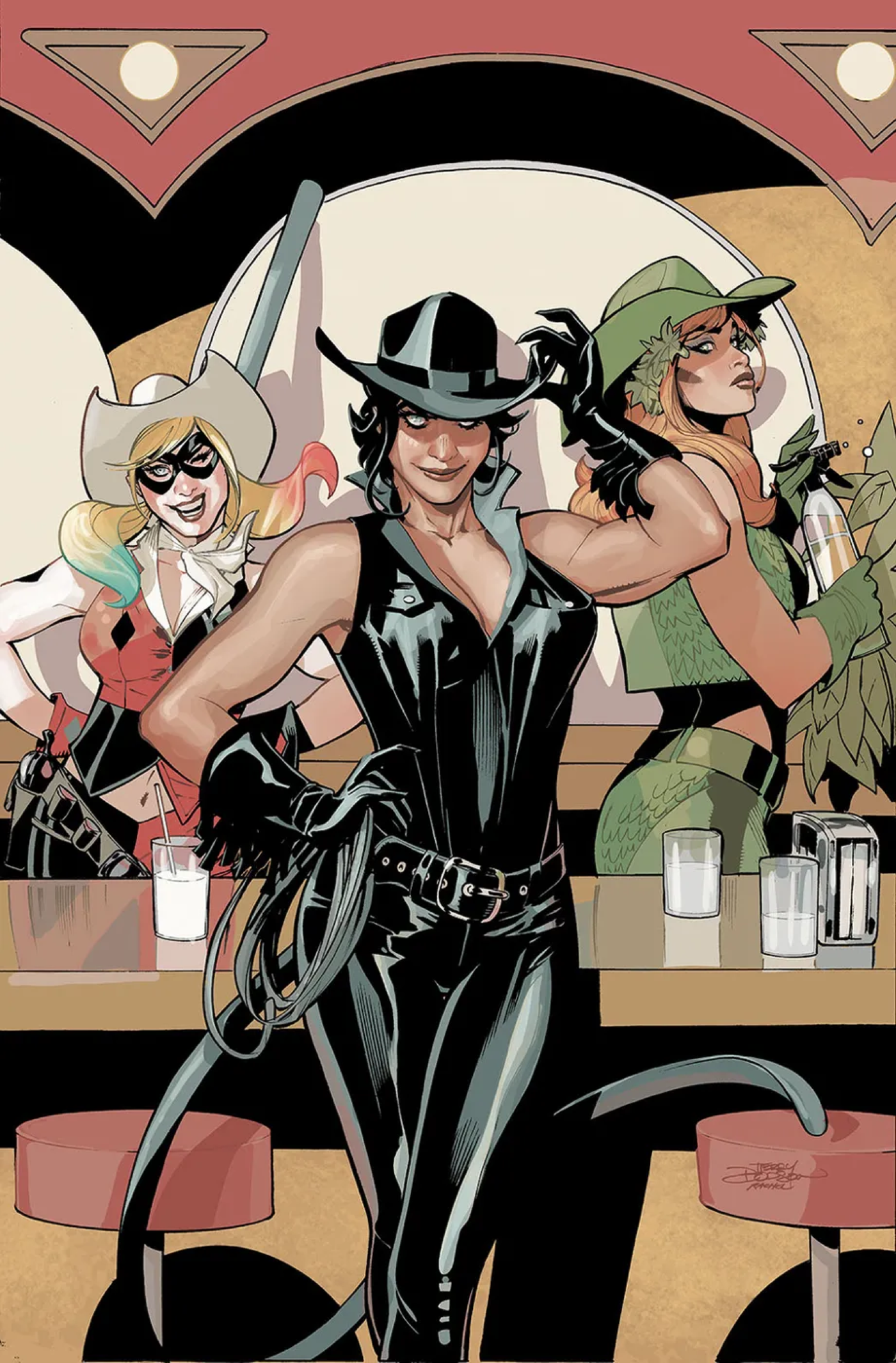 Capa principal de Terry Dodson para Gotham City Sirens com Harley Quinn Catwoman Poison Ivy 