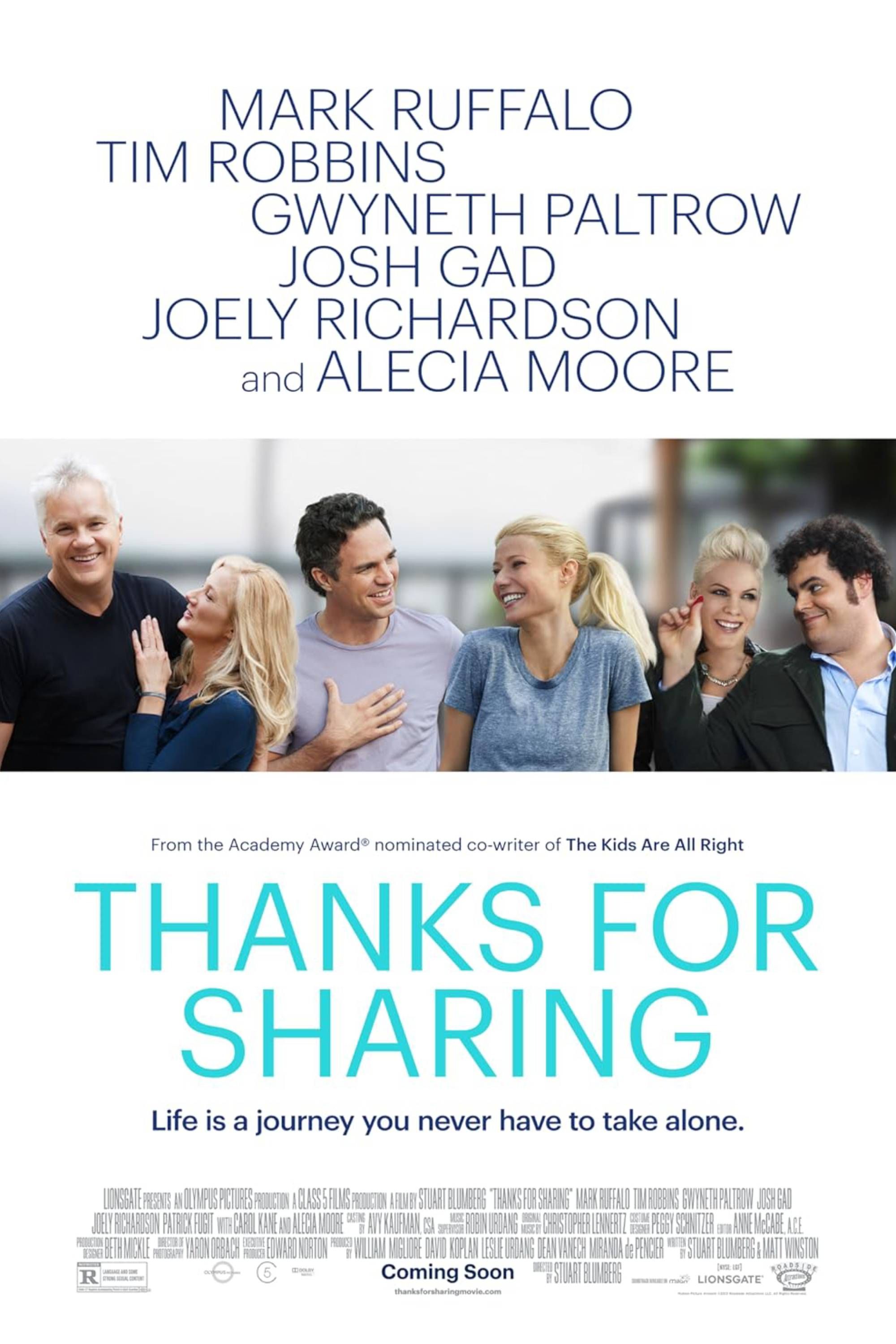 Thanks For Sharing - Poster - Mark Ruffalo, Tim Robbins, Gwyneth Paltrow, Josh Gad, Joely Richardson &amp; Alecia Moore
