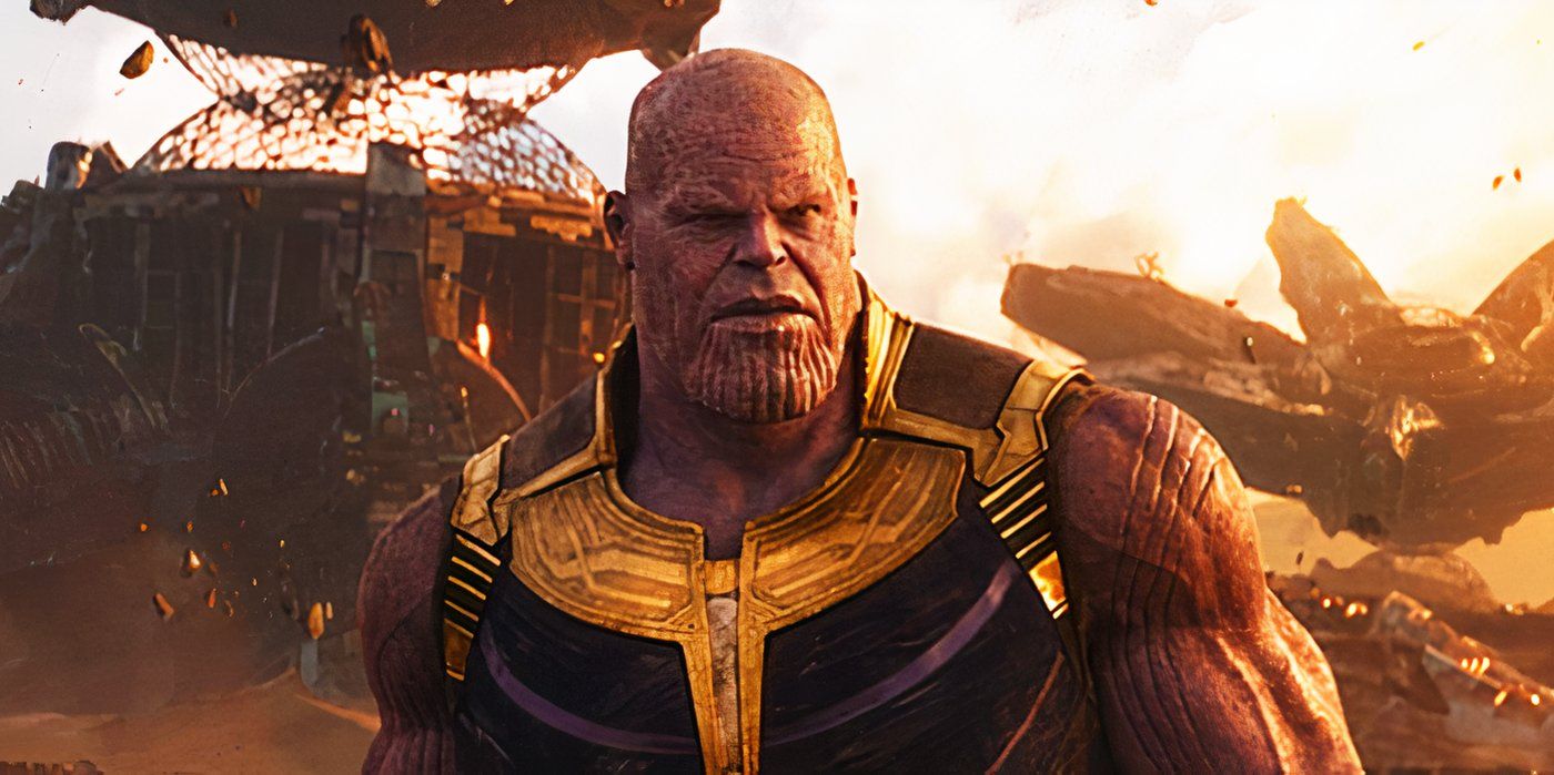 Thanos falando com os Vingadores em Titã em Vingadores: Guerra Infinita