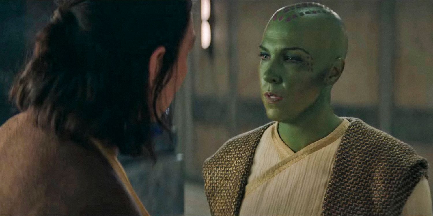 Jedi Master Vernestra (Rebecca Henderson) talking with Jedi Master Sol (Lee Jung-jae) in The Acolyte season 1 (STAR WARS)