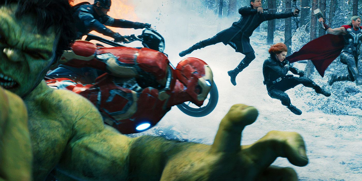The Avengers fighting in Sokovia in Avengers Age of Ultron