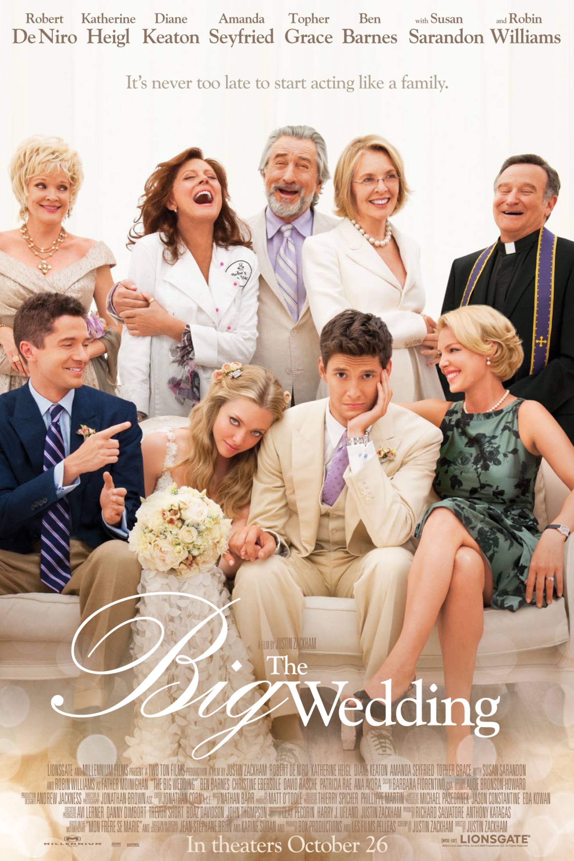 The Big Wedding - Poster - Amanda Seyfriend In a wedding dress with people around them