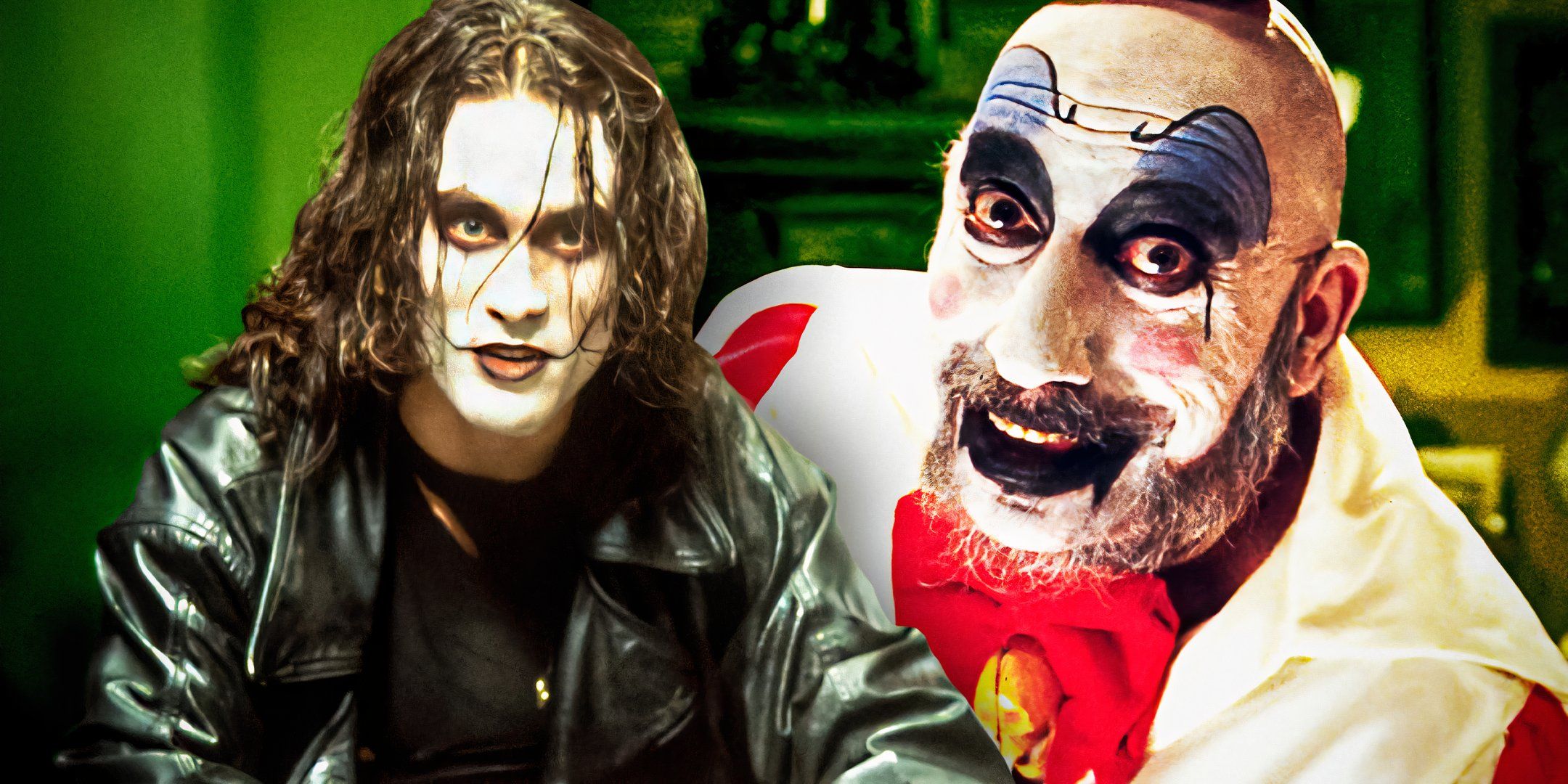 The Crow Brandon Lee as Eric Draven next to Sid Haig as Captain Spaulding in House of 1000 Corpses