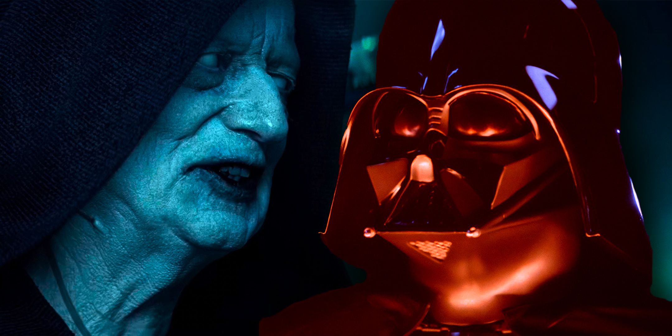 The Emperor in Star Wars Rise of Skywalker looking at Darth Vader in Obi-Wan Kenobi