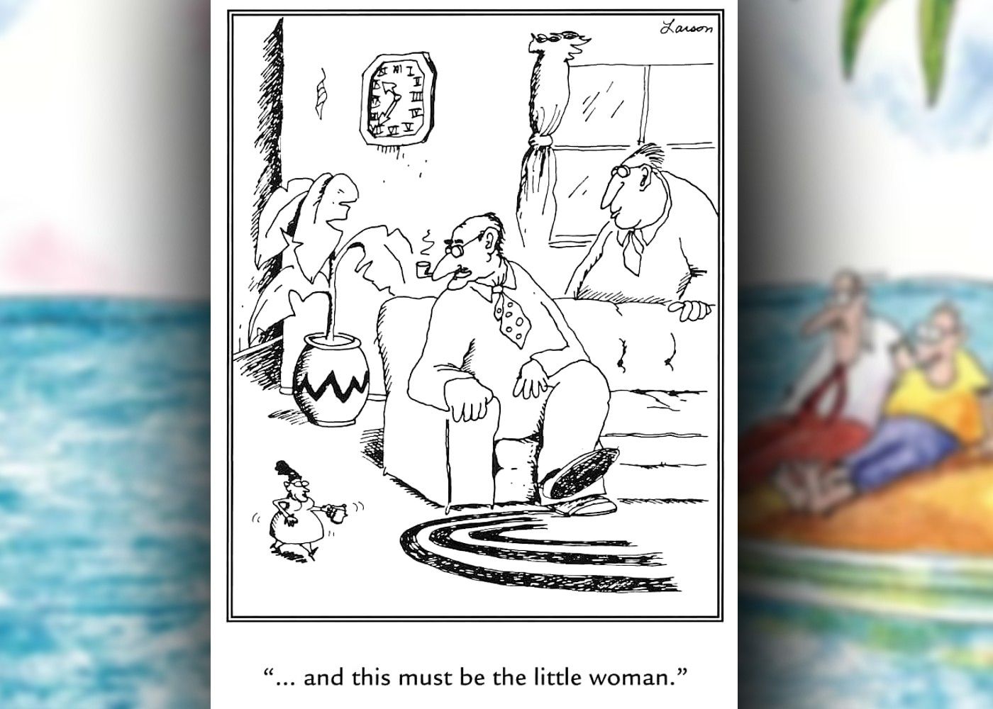 the far side comic where the term 'the little woman' is literal