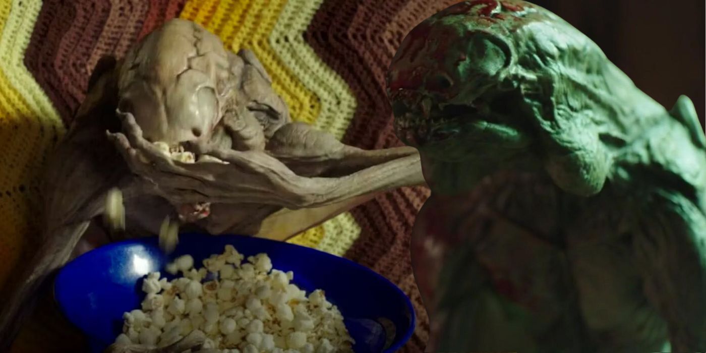 The Finger from Creepshow with a bowl of popcorn