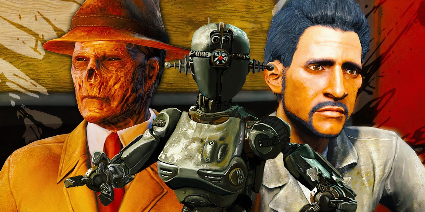 The ghoul Vault-Tec Rep and Arturo Rodriguez with KL-E-O from the Fallout 4.