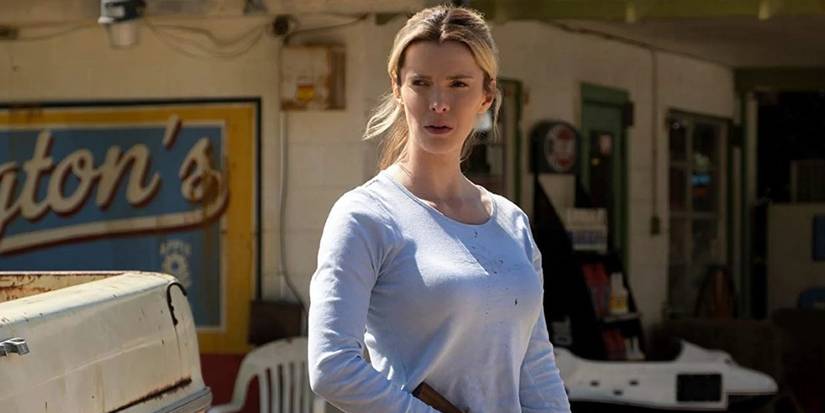 Betty Gilpin squinting in The Hunt 2020