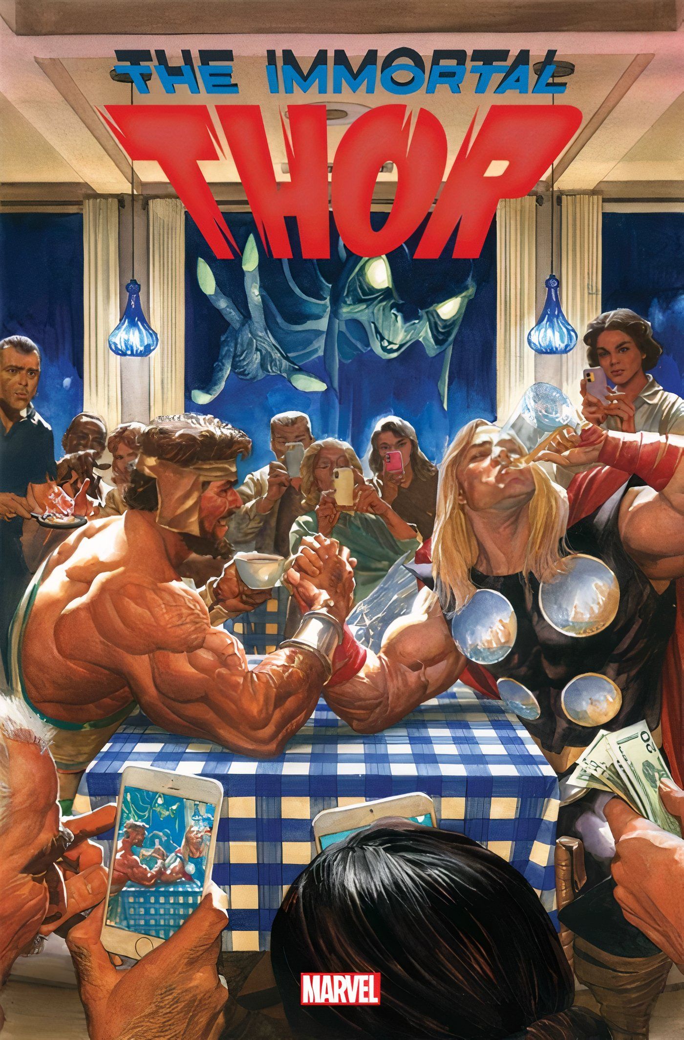 The Immortal Thor #13 featuring Thor throwing back a cold one (main cover)