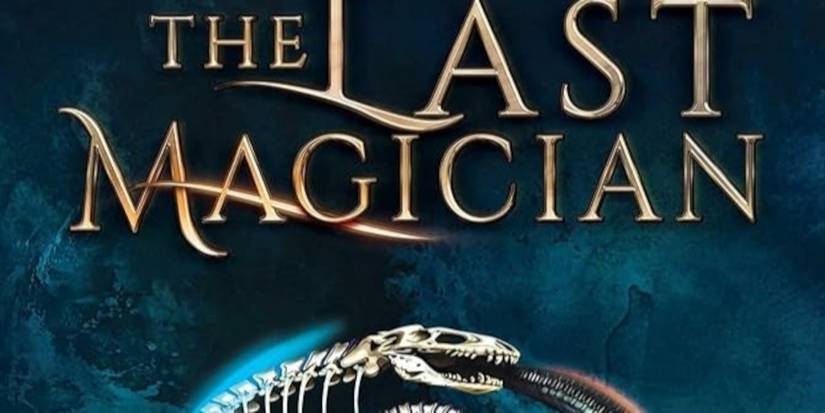 The cover of Lisa Maxwell's Last Magician featuring a blue background, the title, and an animal skeleton