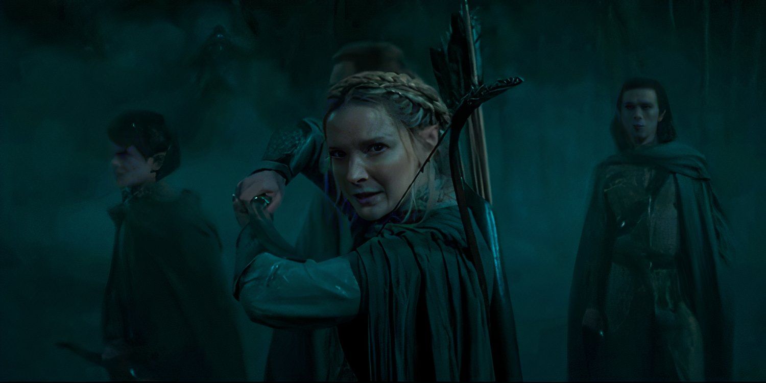 The Lord of the Rings: The Rings of Power season 2 trailer showing Galadriel getting ready to fight with Elves in the background.
