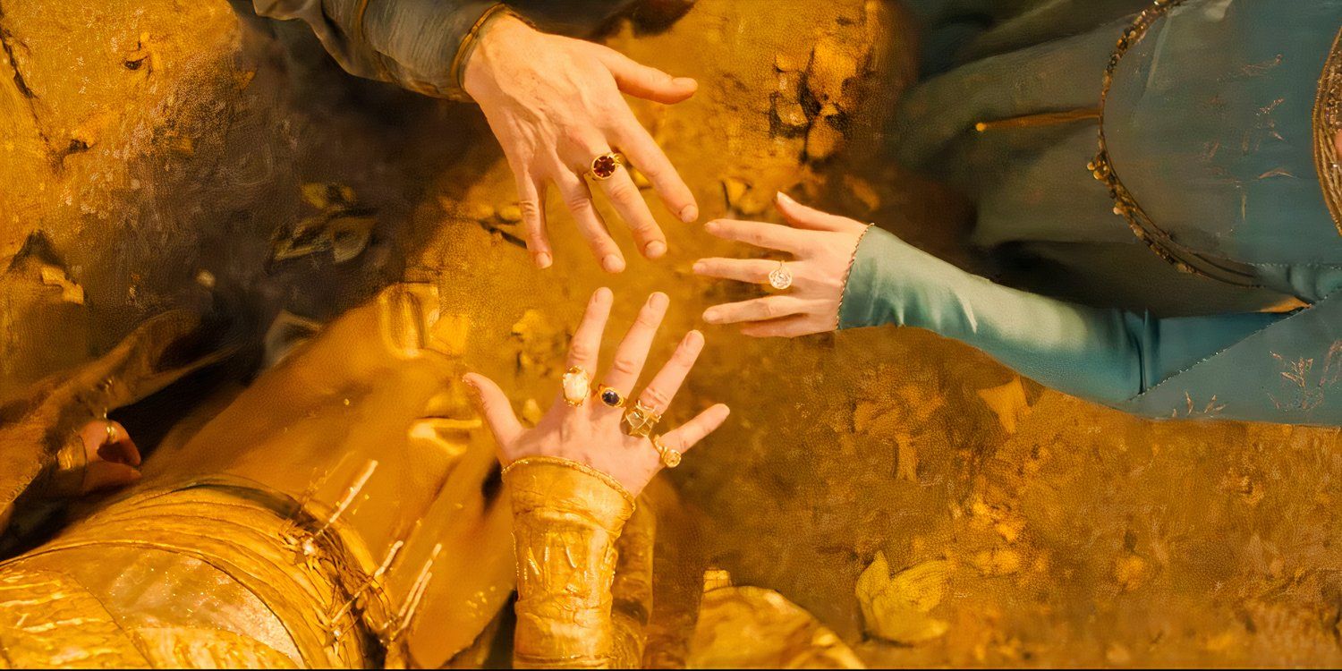 Galadriel, Cirdan, and Gil-galad wear their rings in The Lord of the Rings: The Rings of Power season 2.