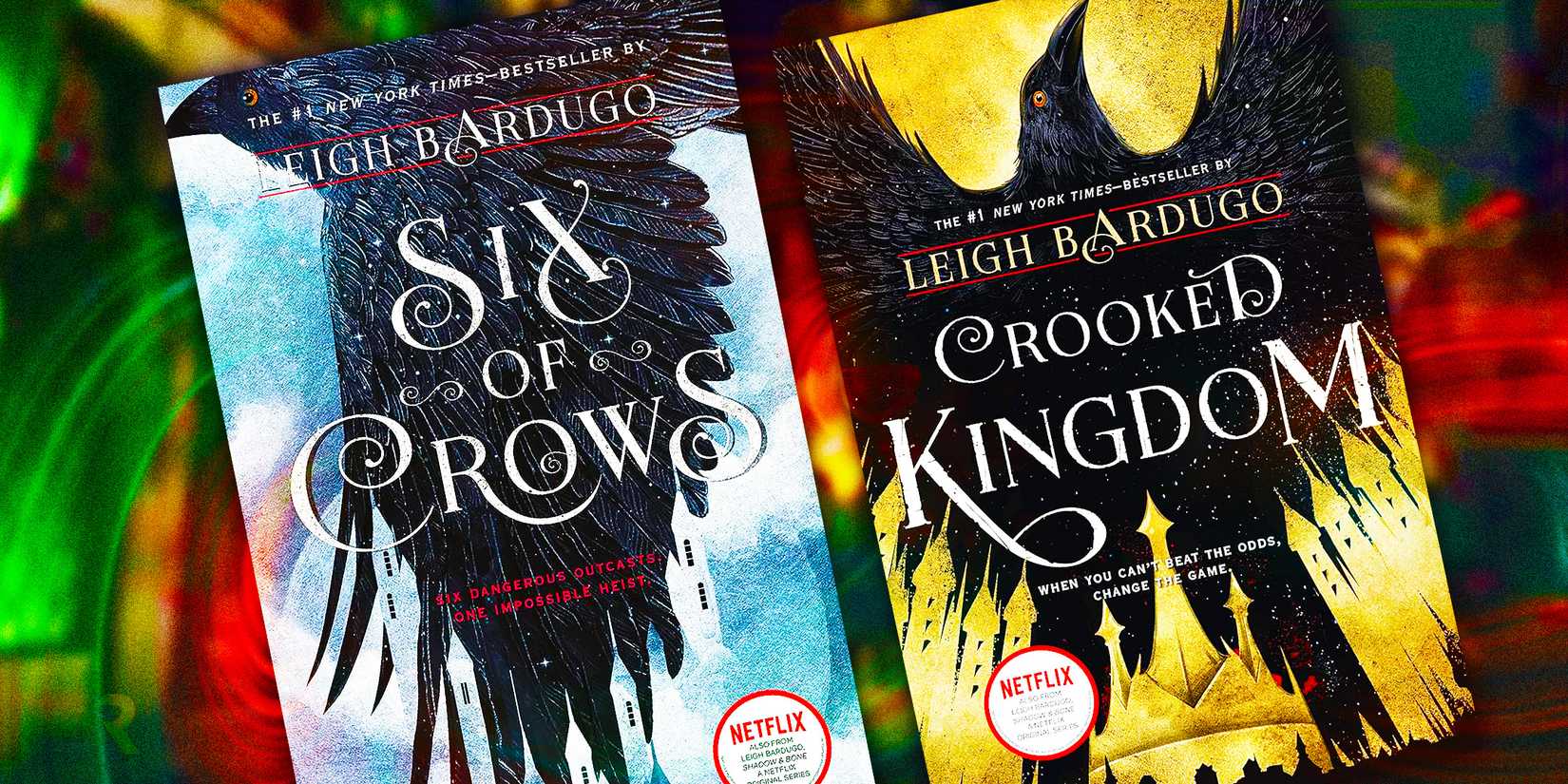 The covers of SIx of Crows and Crooked Kingdom by Leigh Bardugo
